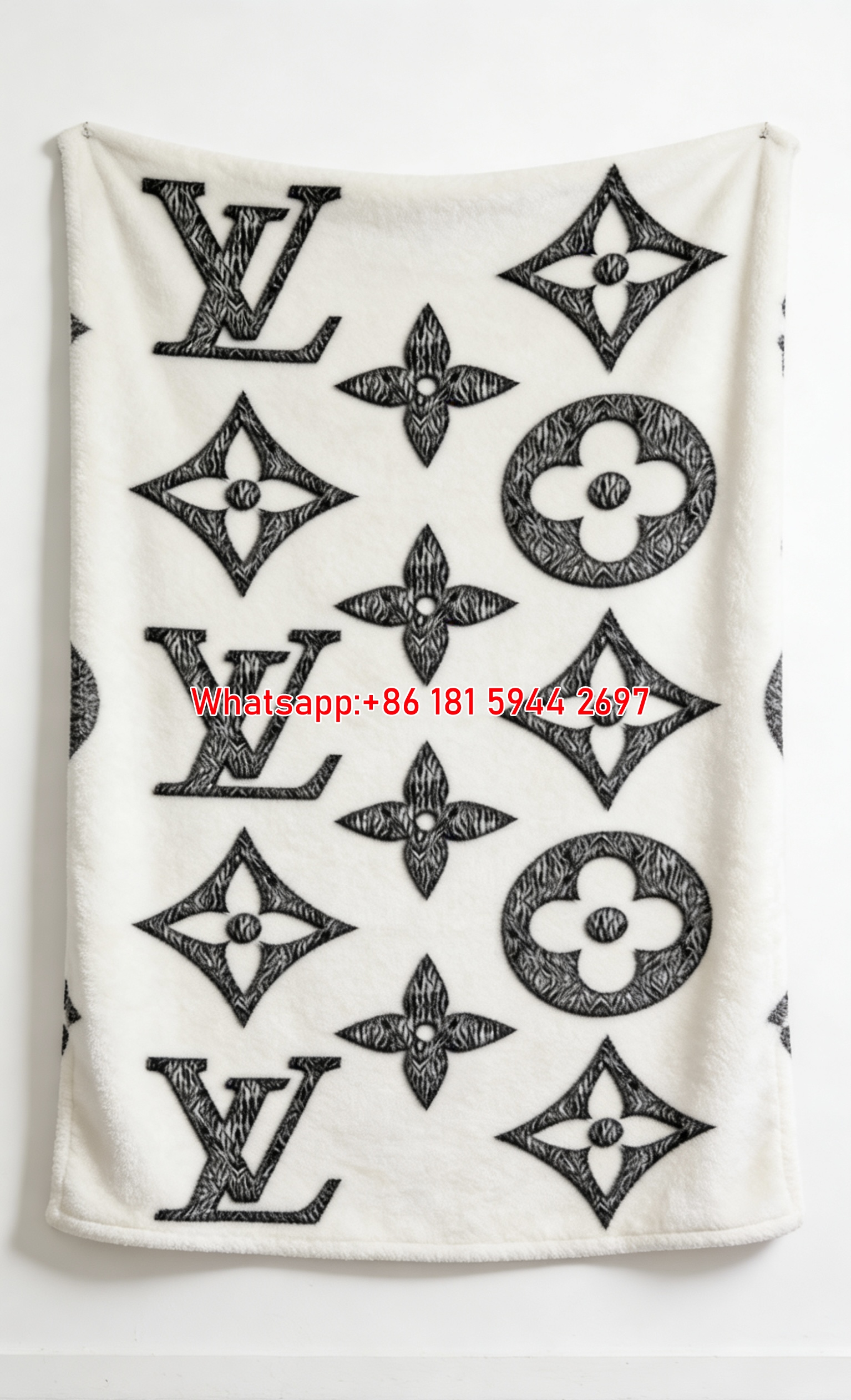 Zebra Pattern LV Monogram Flannel Blanket 344